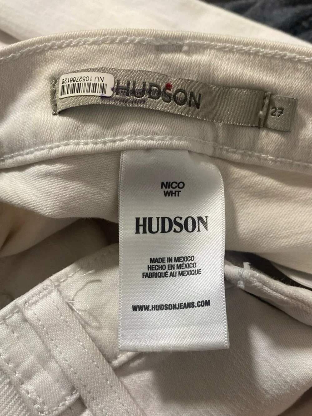 Hudson Jeans Nico White Denim Bottoms